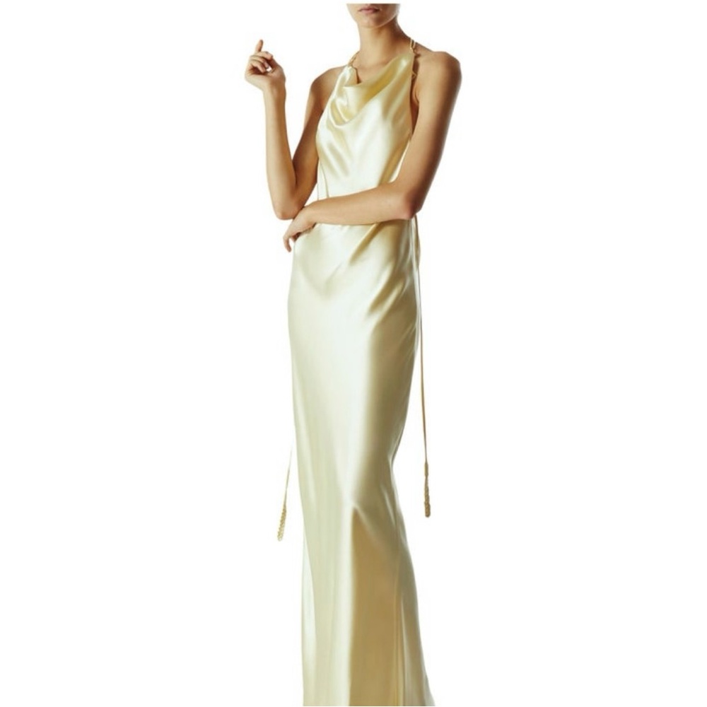 Bevza Silk Satin Backless Gown